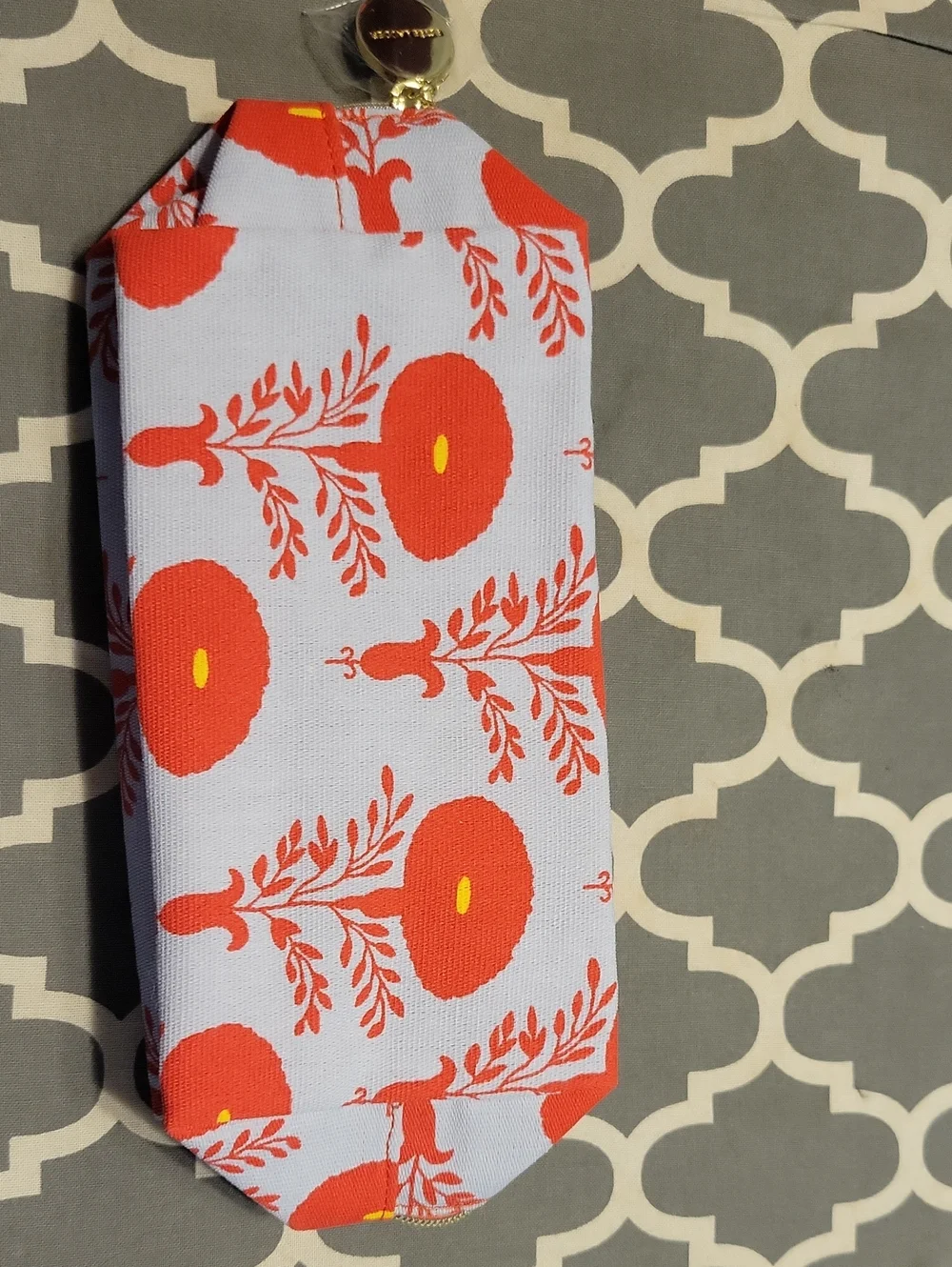 Clinique Multicolor Floral Tote with Red Straps